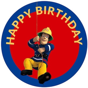 Cake Topper Sam Fireman Wafer Decorative Paper Cake Decoration Punched Out with Text Kosher Halal Lactose Free Gluten Free