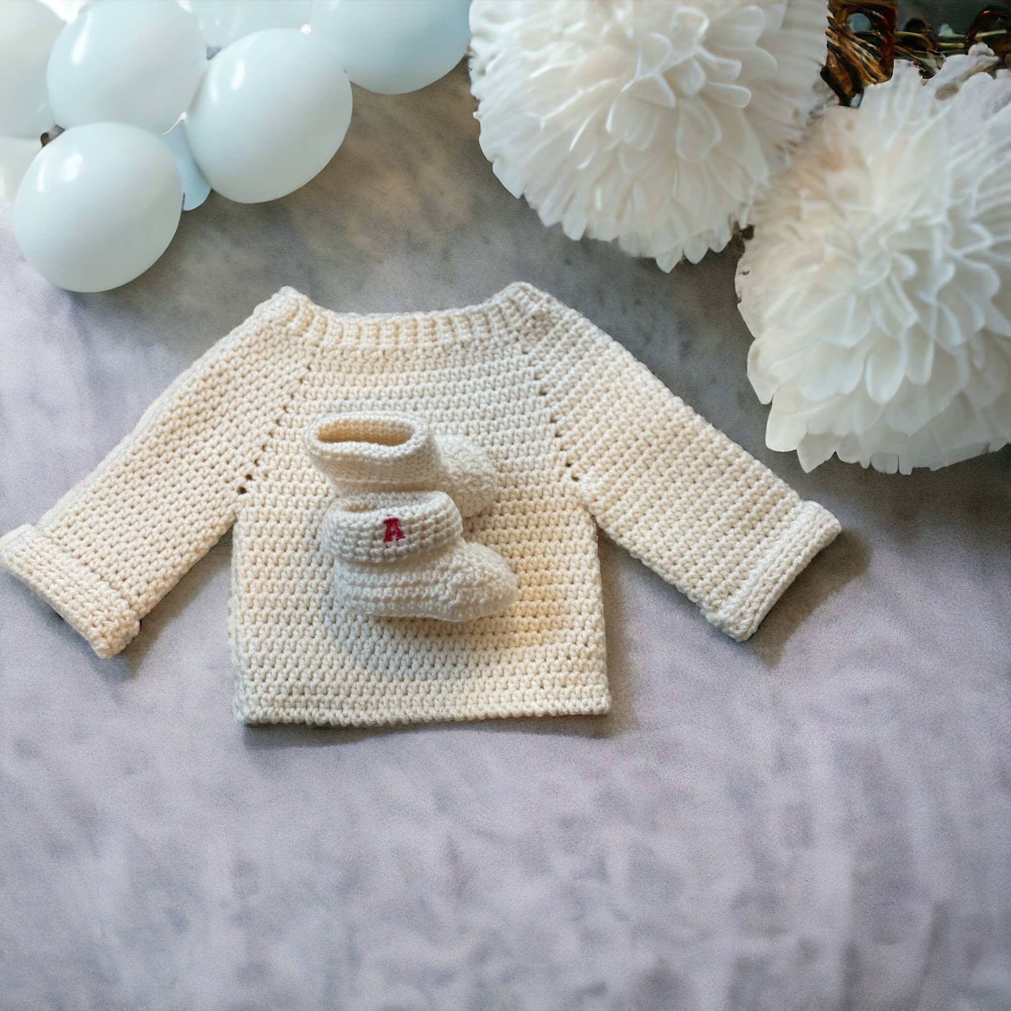 Handmade Crochet Newborn Bunny Gift Set (3pc) – Blue Jumpsuit, Baby Shower Gift main image 1
