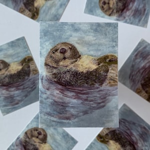 Sea Otter Sticker, Otter Sticker, Sea Otter Art, Otter Gift, Animal Sticker, Sea Animal Art Sticker, Vinyl Sticker