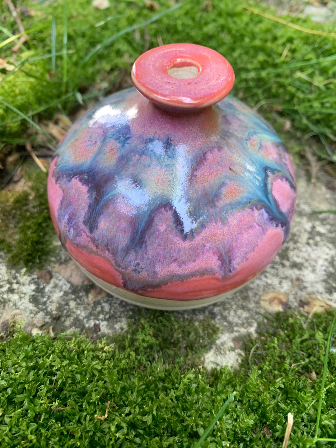 Water Bell Pink and Blue Marbled Water Bell Ceramic Piece Etsy