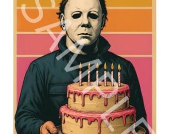 DESCARGA DIGITAL - Tarjeta de cumpleaños de Halloween de Michael Myers