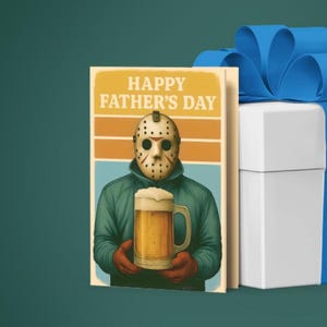 Cartão de felicitações, Cartão de Dia dos Pais com Jason, Tenha um Dia Incrível, Presente para fãs de filmes de terror, Cartão exclusivo para o Dia dos Pais