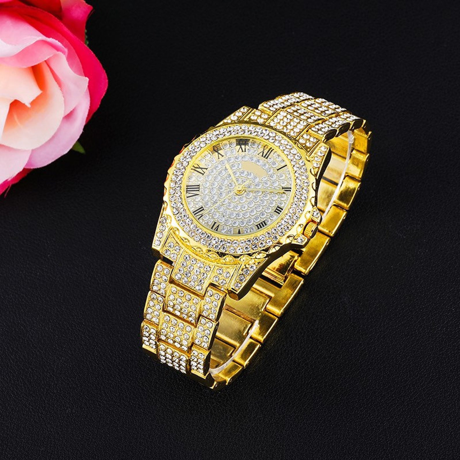 Iced Out Luxury Quartz Wrist Watch With Micropave CZ Alloy | Etsy