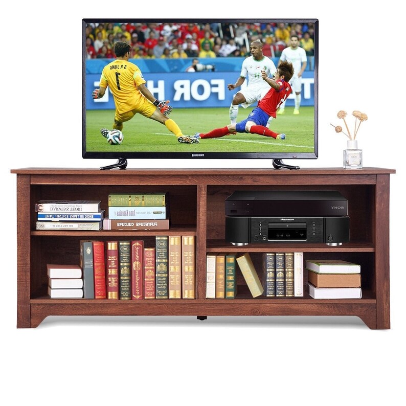 Medium Brown Wood TV Stand Entertainment Center for up to Etsy