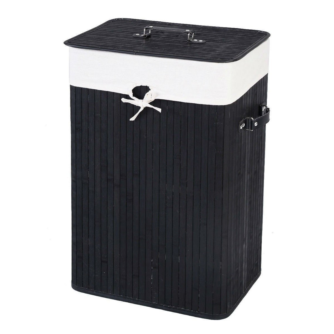 Black Bamboo Laundry Hamper with Removable Liner Etsy