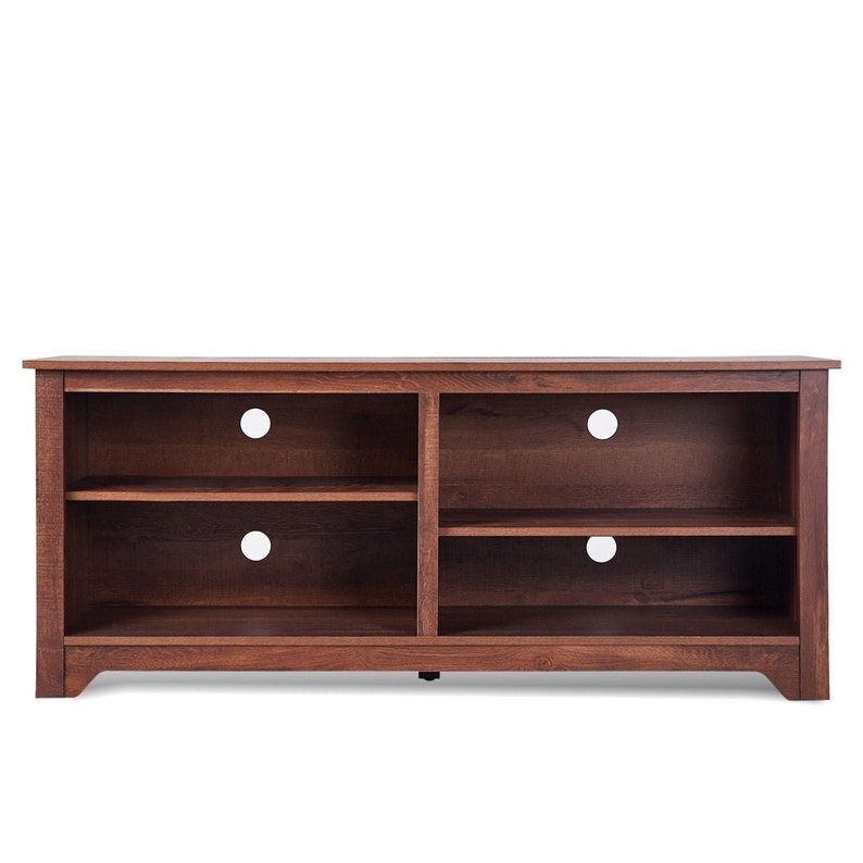 Medium Brown Wood TV Stand Entertainment Center for up to Etsy