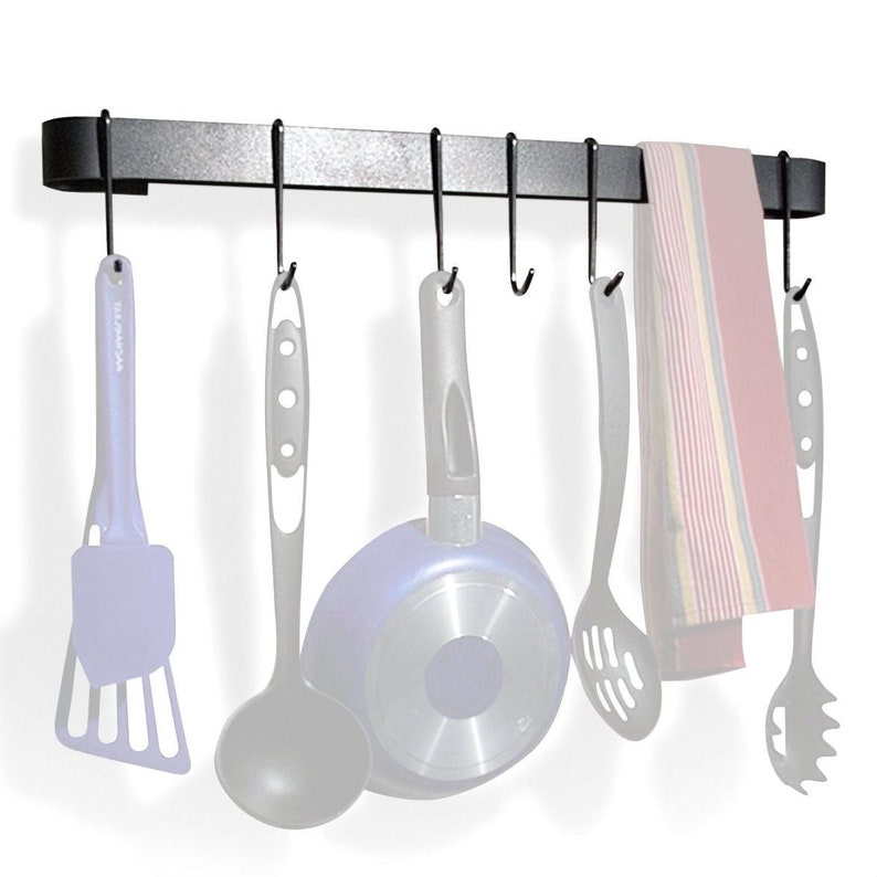 Wall Mounted Kitchen Pot Rack With 8 Hooks and Drywall Anchors Etsy