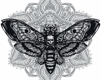 Digital Download Tattoo Style "Mandala Death Moth"