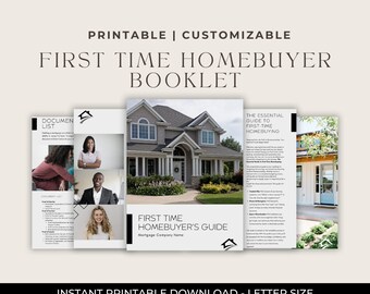 Mortgage Marketing, Clean and Contemporary First Time Homebuyer Booklet, Editable Canva Template, Digital Download, Customizable Booklet