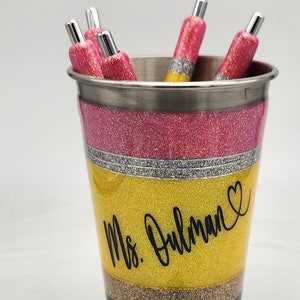 Personalized Pencil Pen Holder for any holiday or teacher gifts.