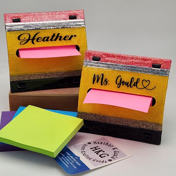 Personalized Glitter Post-It Note Dispenser