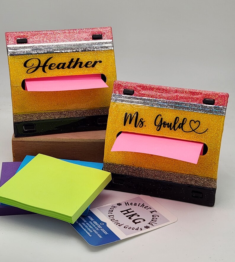 Personalized Glitter Postit Note Dispenser Etsy
