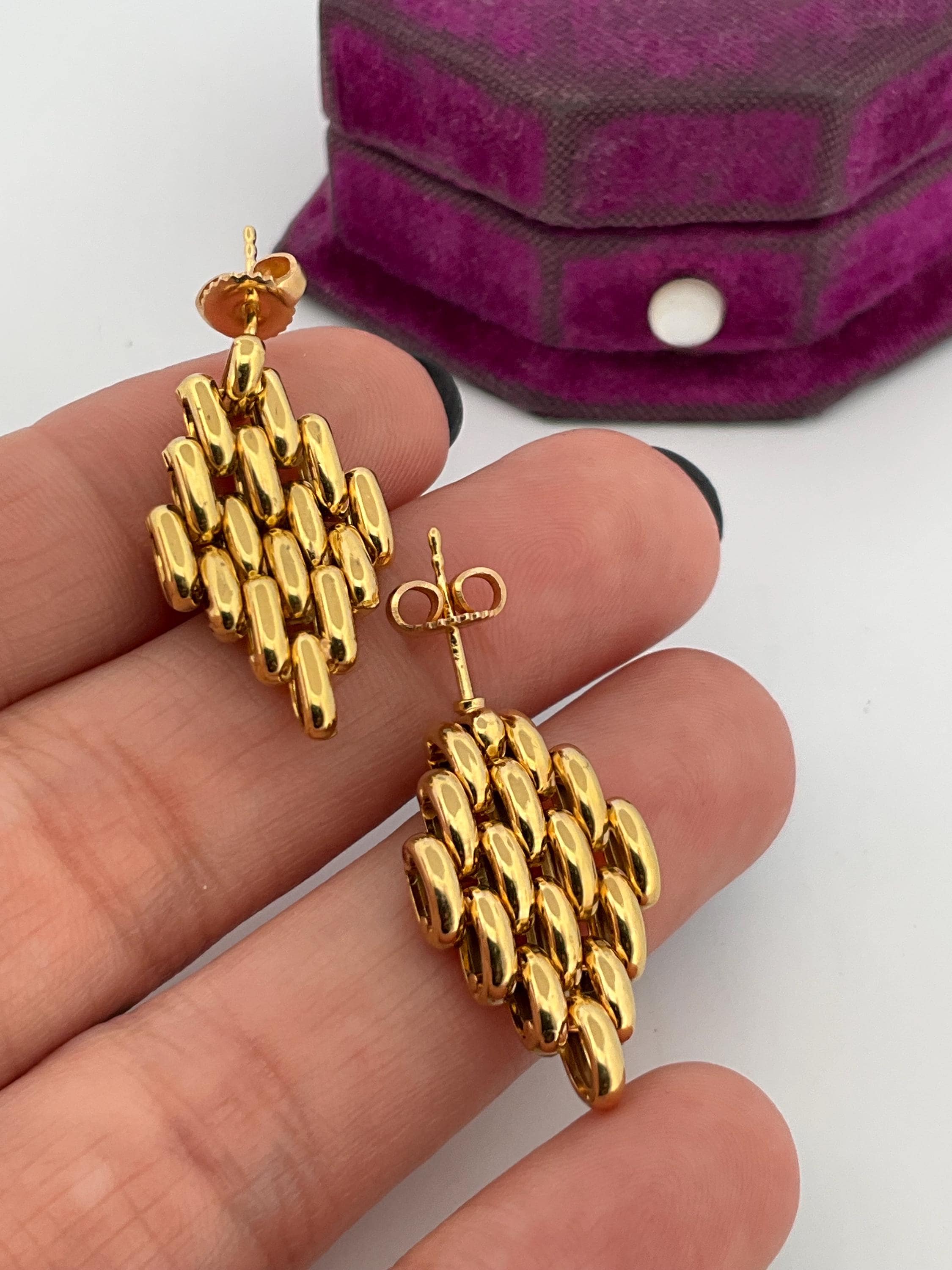 Vintage 14k Yellow Gold Panther Link Dangle Drop Earrings - Etsy
