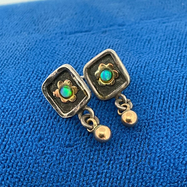 Vintage Sterling Silver TALMA Opal Stud Earrings