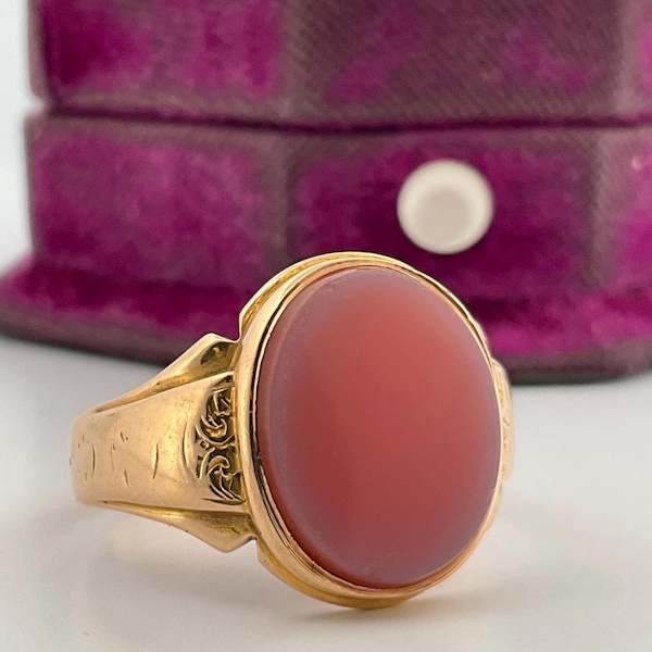Antique 15ct Yellow Gold Sardonyx Signet Ring 1885