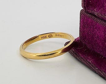 Vintage 2.3mm Birks Plain 18k Yellow Gold Band Ring - size 6.75