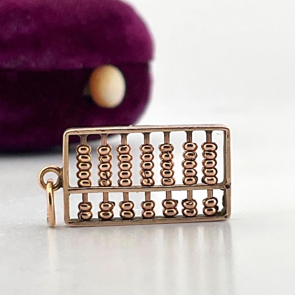 Vintage 14k Articulating Abacus Charm Pendant Yellow Gold