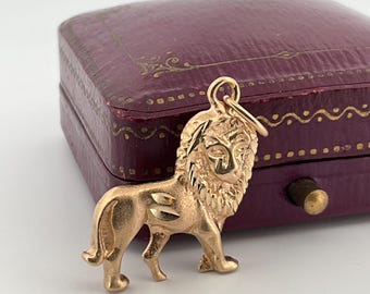 Vintage 10k Yellow Gold Lion Pendant Leo Pendant 1980’s (DE24G)