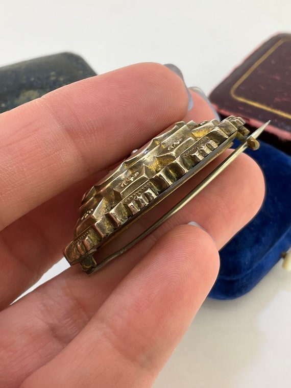 Victorian Pearl Ruby Paste Locket Back Brooch (G) - image 3