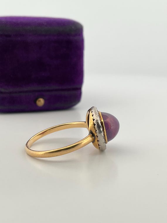 Antique Cabochon Ruby Diamond Ring - image 6