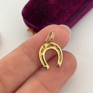 Vintage 9k Gelbgold Glück Hufeisen Anhänger Charm (G)