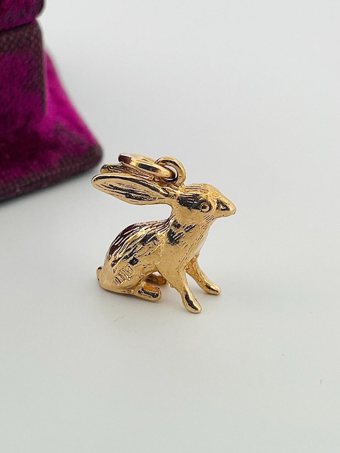 Vintage 10k Yellow Gold Jack Rabbit Bunny Charm Pendant - Etsy