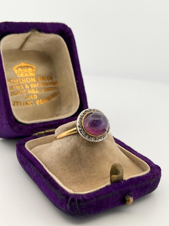 Antique Cabochon Ruby Diamond Ring - image 12