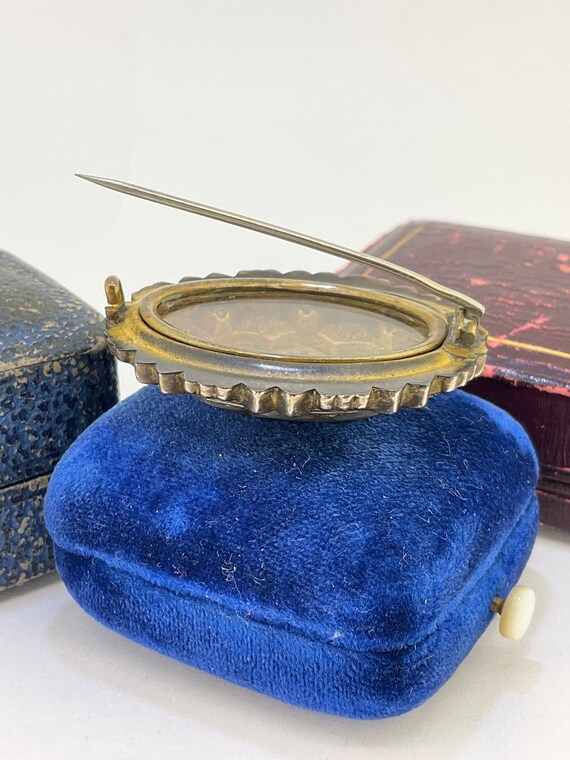 Victorian Pearl Ruby Paste Locket Back Brooch (G) - image 5