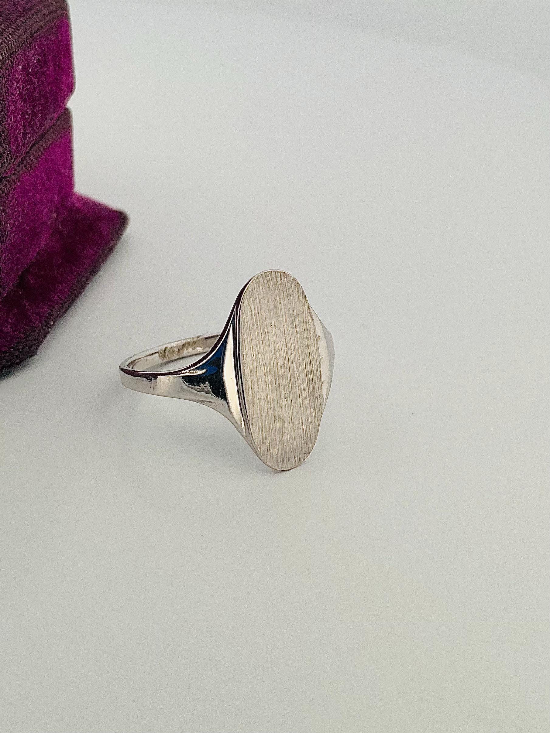 Vintage 10k White Gold Oval Signet Ring Blank - Size 6 - Etsy