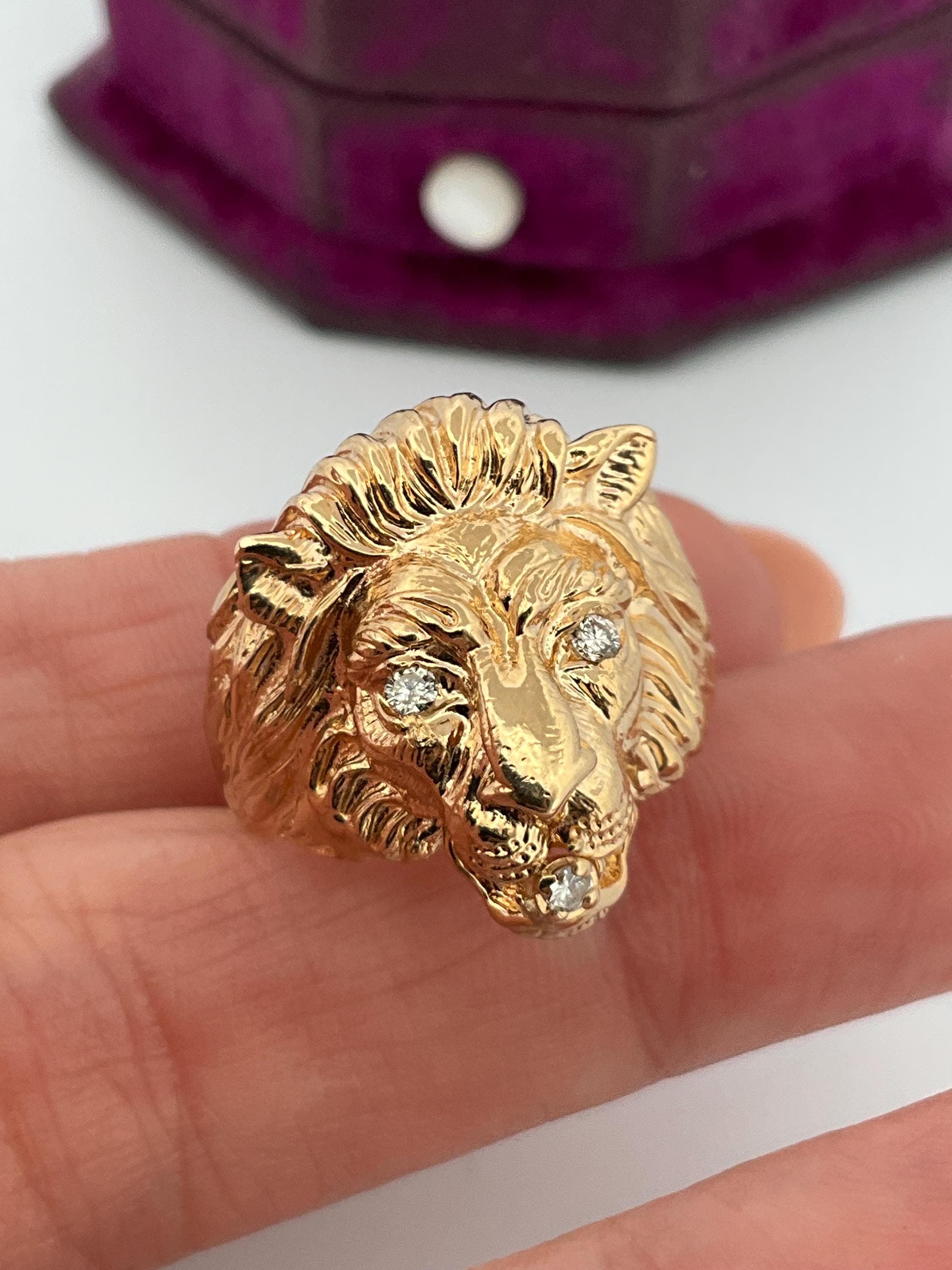 Solid Gold Lion Ring Vintage - Etsy