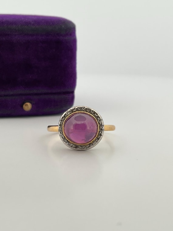 Antique Cabochon Ruby Diamond Ring - image 8