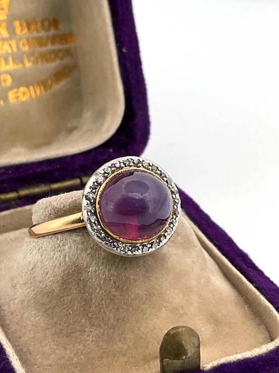 Antique Cabochon Ruby Diamond Ring - image 14