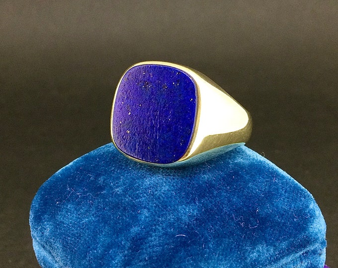 Vintage 14K Gold Lapis Mens Ring Size 10.75 Etsy