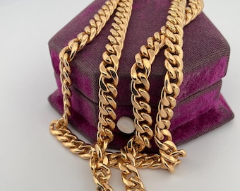 Vintage 10k Yellow Gold 5.5mm Curb Link Chain Necklace - 20” Length