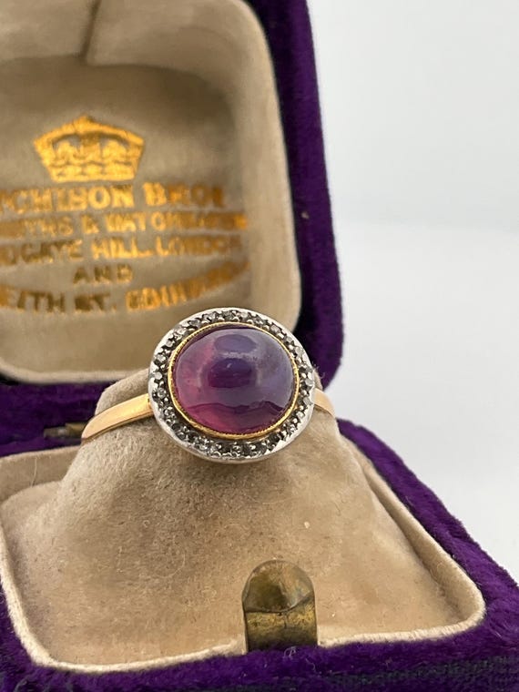 Antique Cabochon Ruby Diamond Ring - image 15