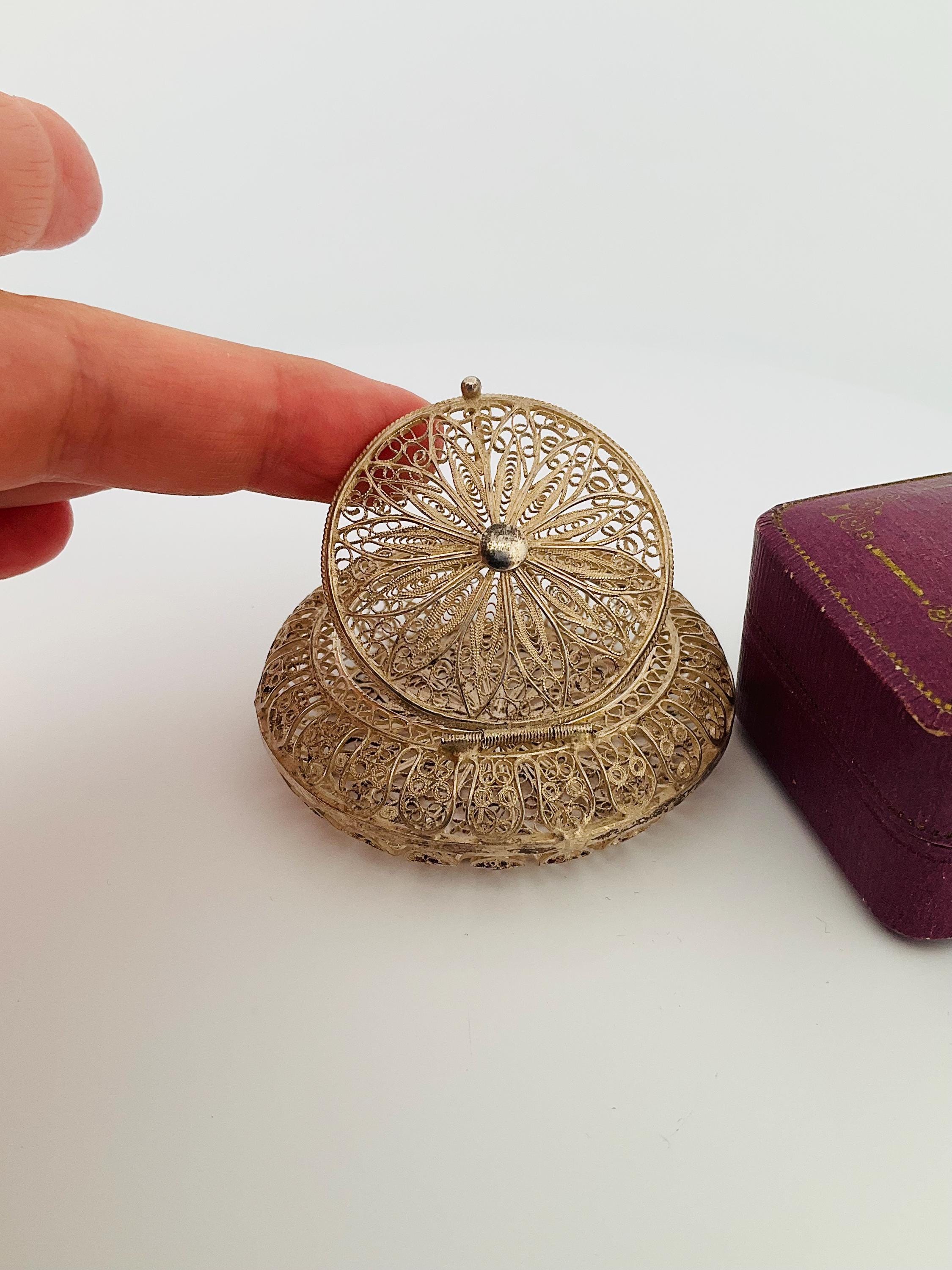 ヴィンテージ　シルバーフィリグリーボックス　ジュエリーケース　SV800　M ヴィンテージ .800 シルバー フィリグリー 蓋付きボックス - Etsy 日本