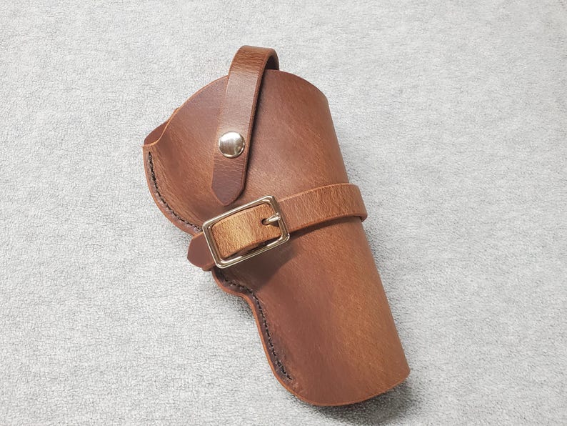 Ruger SP101 Leather Holster, with snap strap and barrel strap - Made in USA image 2