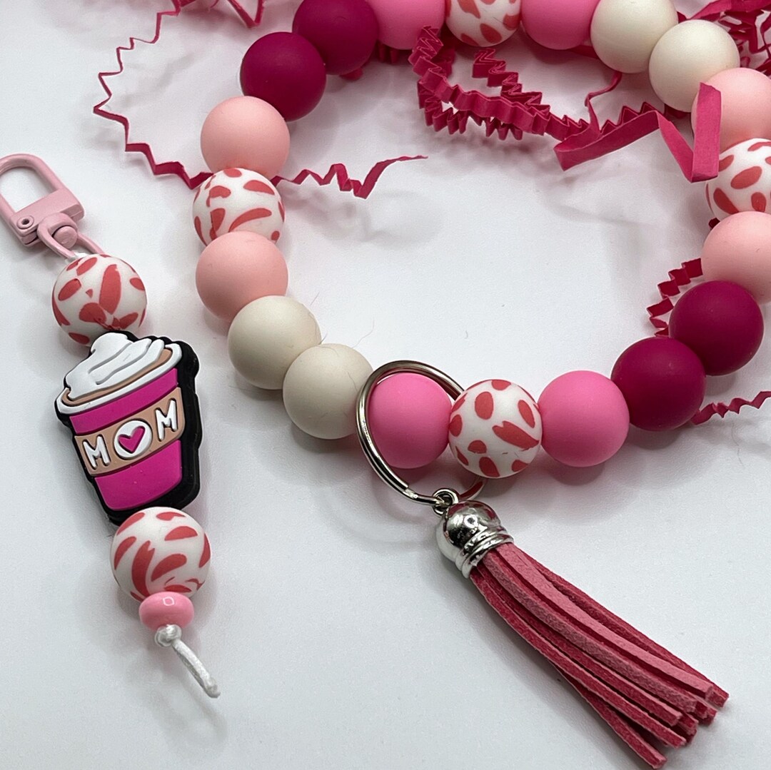 Pink Mom Keychain and Matching Wristlet - Etsy