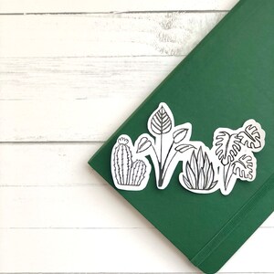 Black and White Houseplant Vinyl Sticker Plant Stickers Water Resistant ...