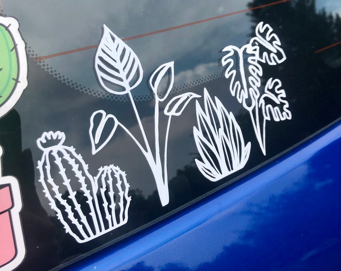 Houseplant Vinyl Car Decal Plant Stickers Plant Lover Car Etsy