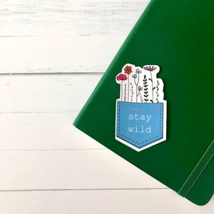 Stay Wild Floral Pocket Vinyl Sticker | floral pocket sticker | stay wild | Jean pocket sticker | floral flower stickers