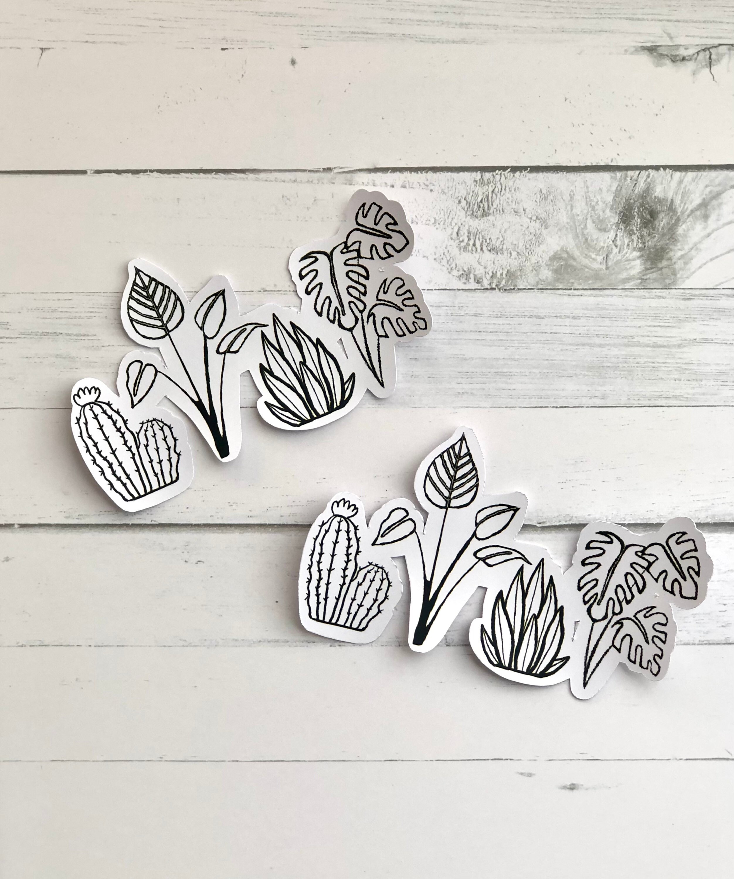 Black and White Houseplant Vinyl Sticker Plant Stickers Water Resistant ...