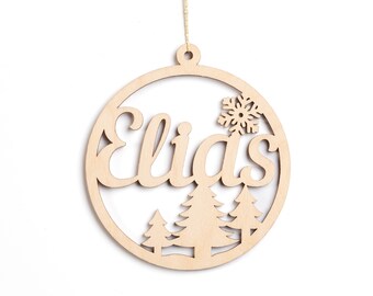 Personalisierte Weihnachtskugel aus Holz mit Namen - Weihnachtsschmuck Ornament - Geschenk Weihnachten - verschiedene Farben