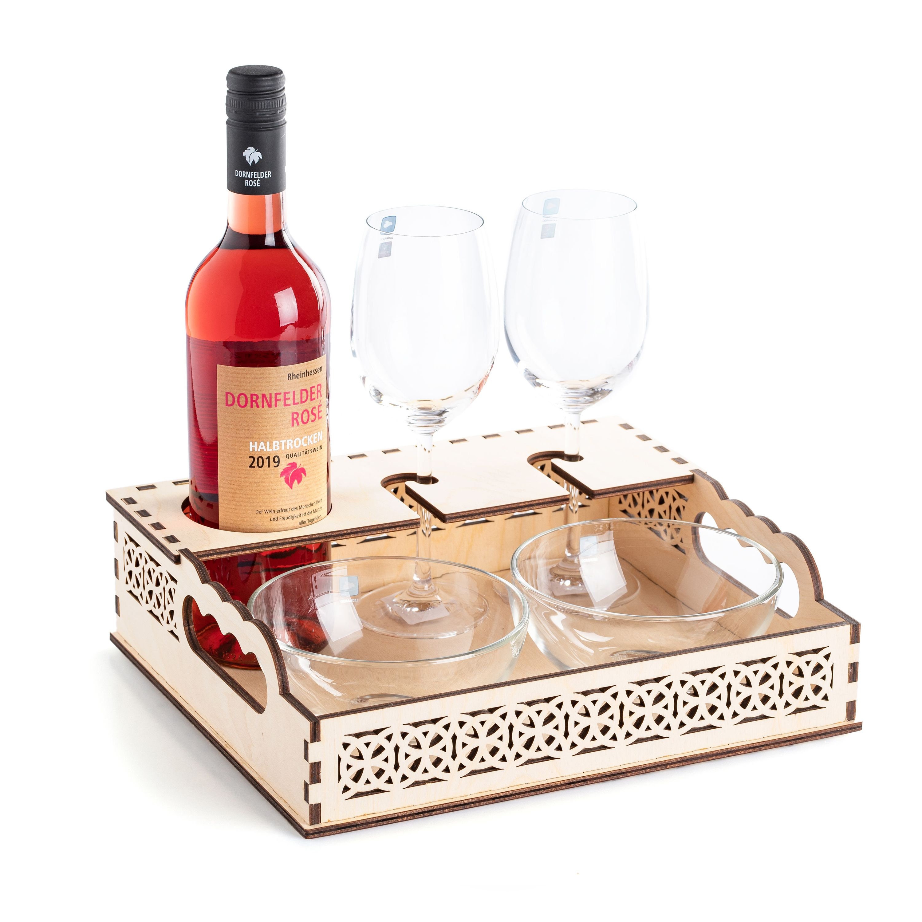 Wooden wine tray, wine holder, glass holder, food tray