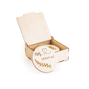 Meilensteinkarten Baby 12 Monate aus Holz, Geschenk Babyparty Geburt