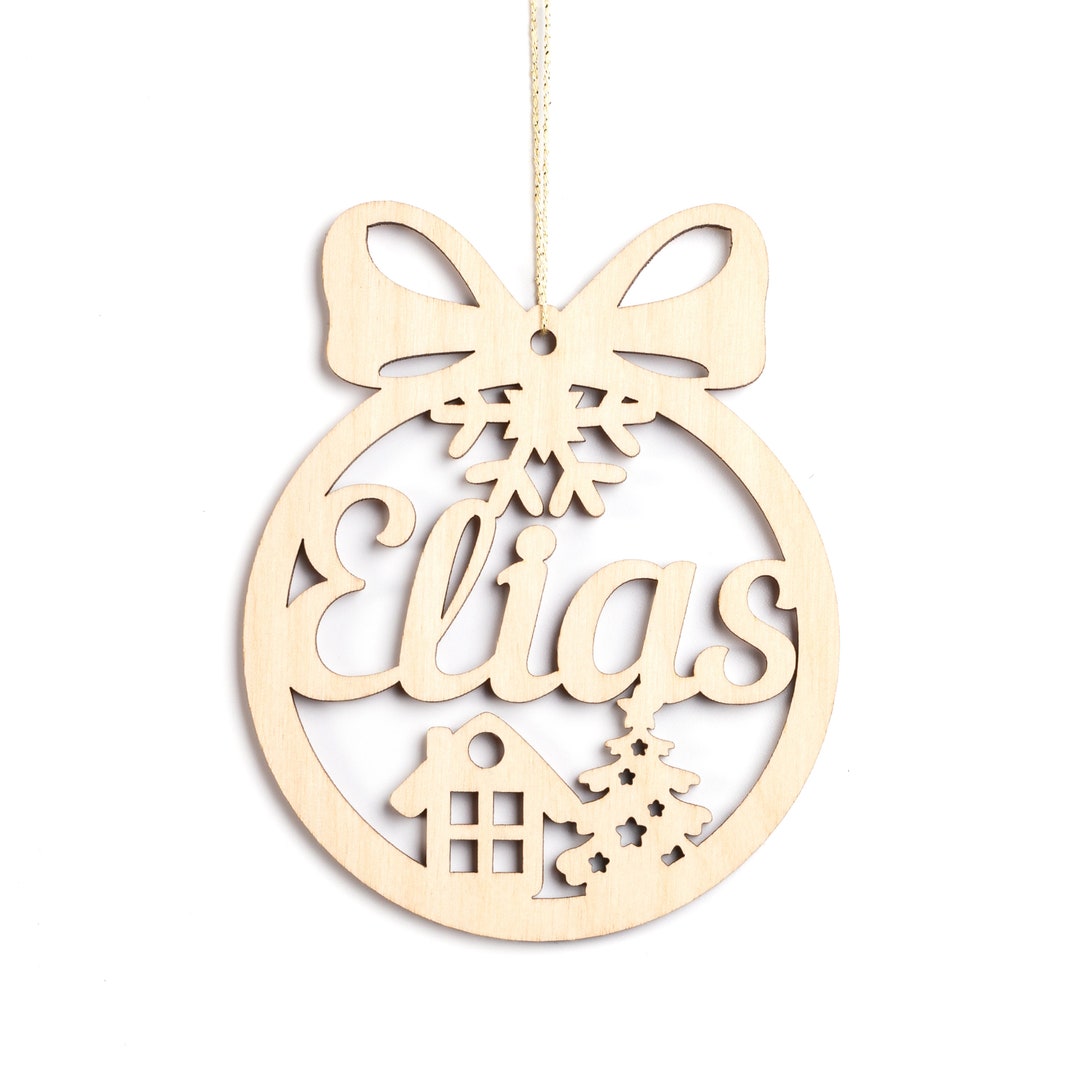 Personalized Christmas Tree Bauble With Name Wooden Ornament Etsy