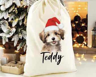 Personalised Dog Christmas Sack, Christmas Bag for Dog, Personalised Puppy Treat Bag, Pet Dog Christmas Stocking Bag, Christmas Gift for Dog