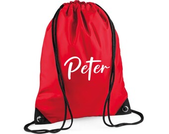 Personalised Kids Gym Bag with Name, Drawstring PE Swimming Bag, Sports Bag, Girls Boys Bag, Nursery Bag, Forest School Bag, Football Bag