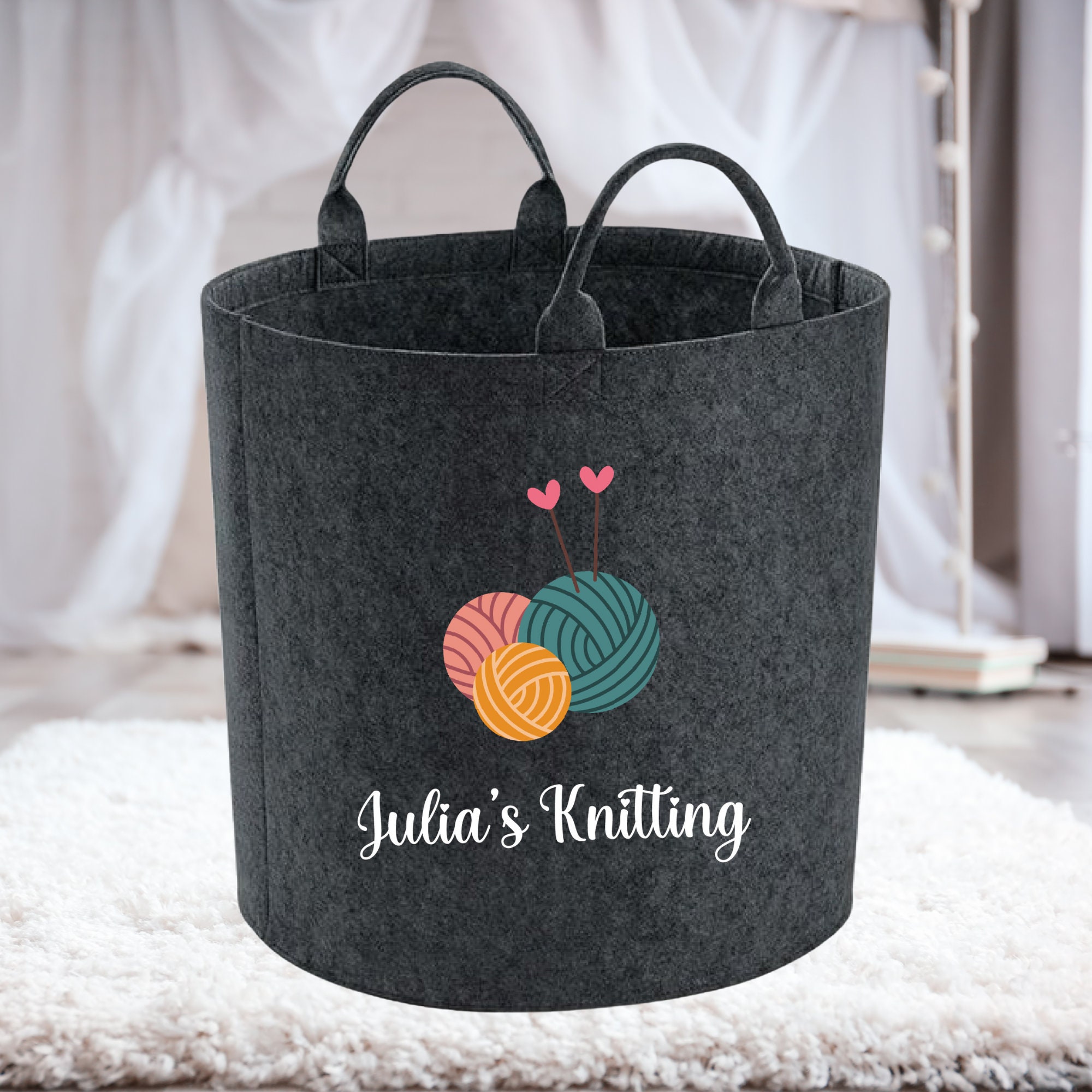 Lavievert Knitting Tote Bag Yarn Storage Bag for Carrying Projects Knitting Needles Crochet Hooks and Other Accessories