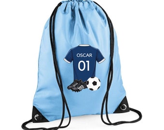 Personalised Football PE Bag, Personalised Backpack PE Bag, Sports Bag, Drawstring Gym Bag, School Bag for Football, Waterproof Forest Bag